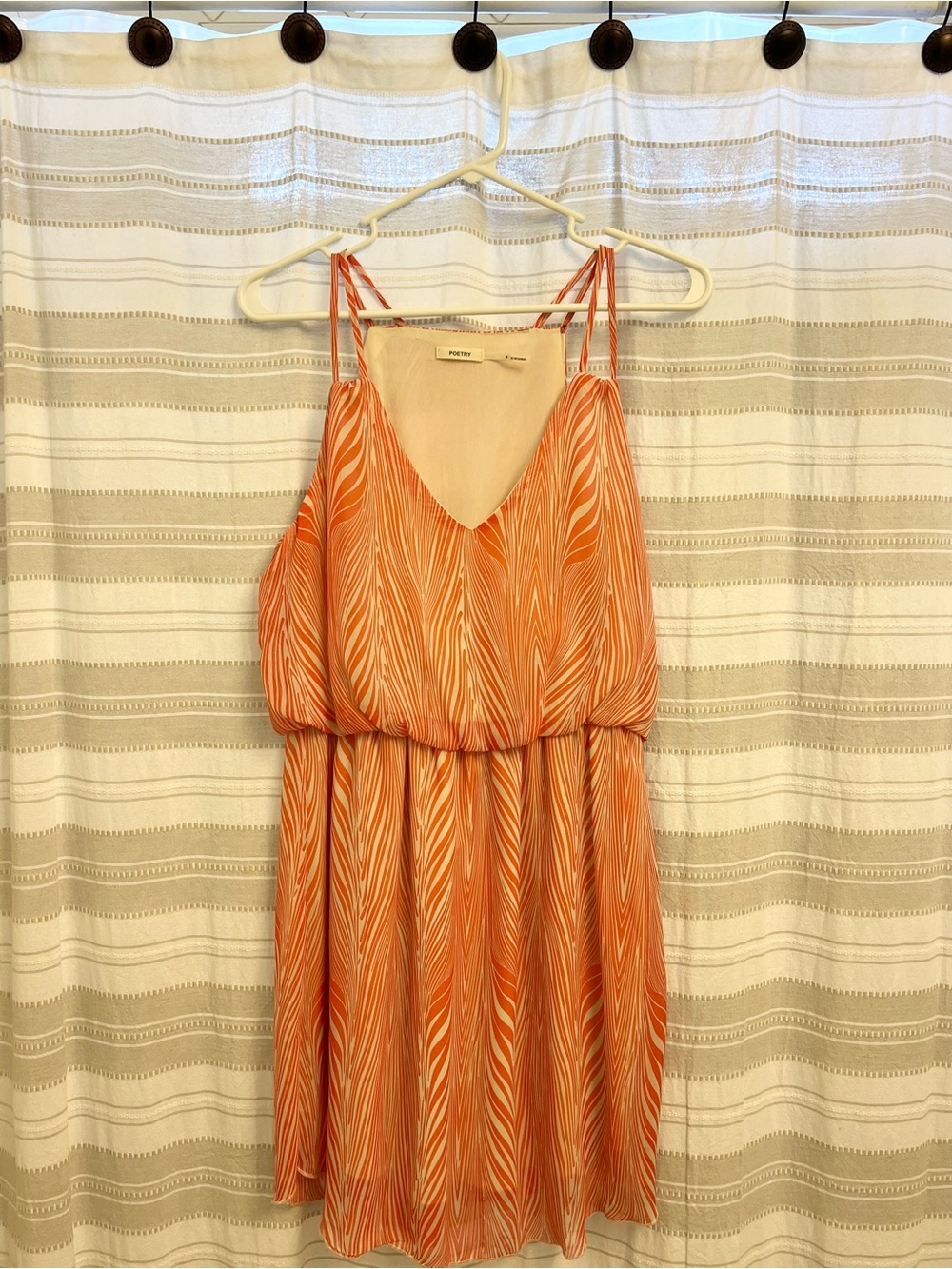 Women's Poetry Coral Zebra Print Strappy Blouson Dress / Medium / Animal Print
